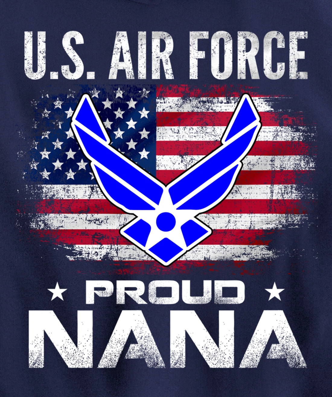 U.S Air Force Proud Nana With American Flag Gift Veteran Pullover Hoodie