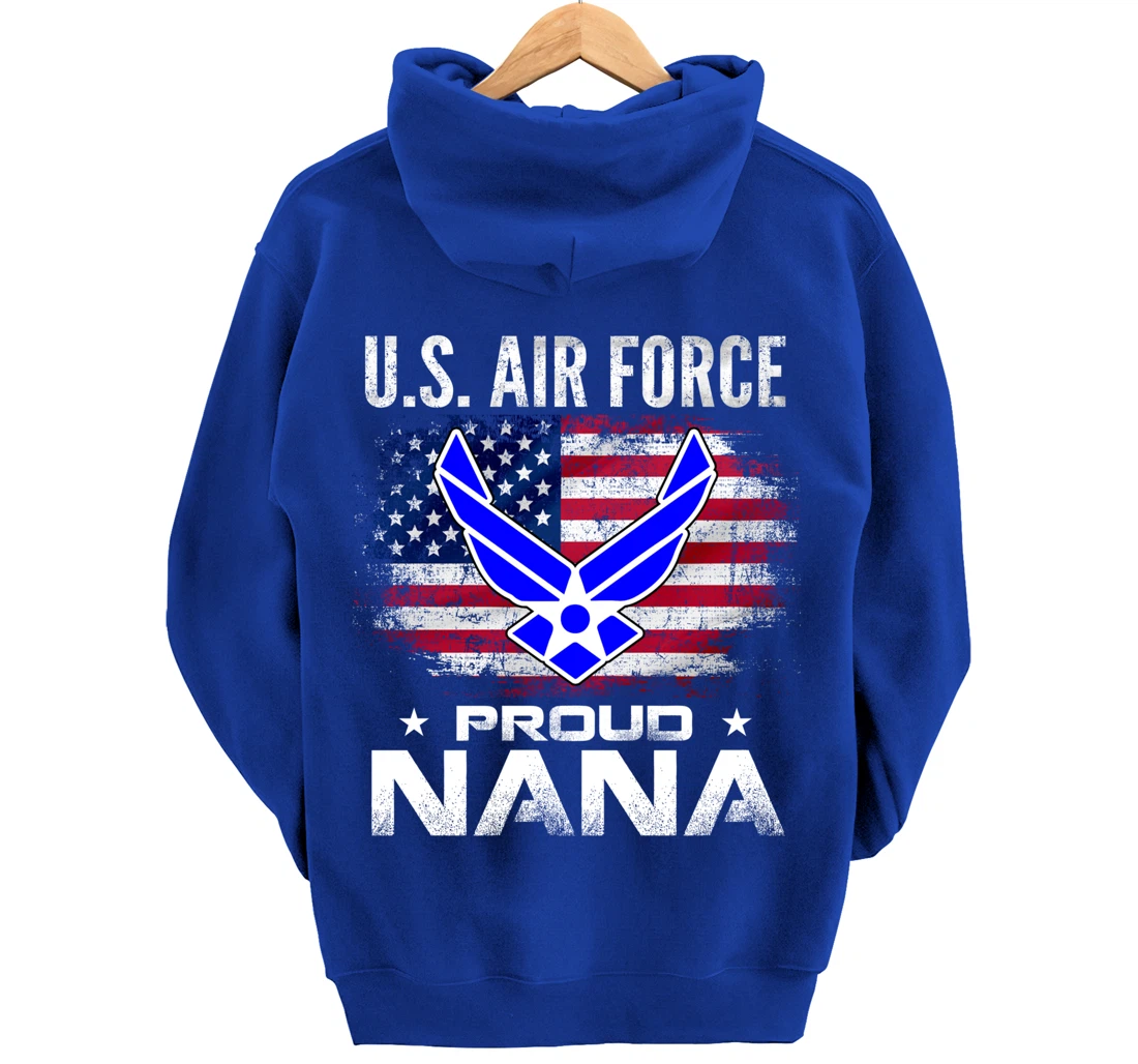 U.S Air Force Proud Nana With American Flag Gift Veteran Pullover Hoodie
