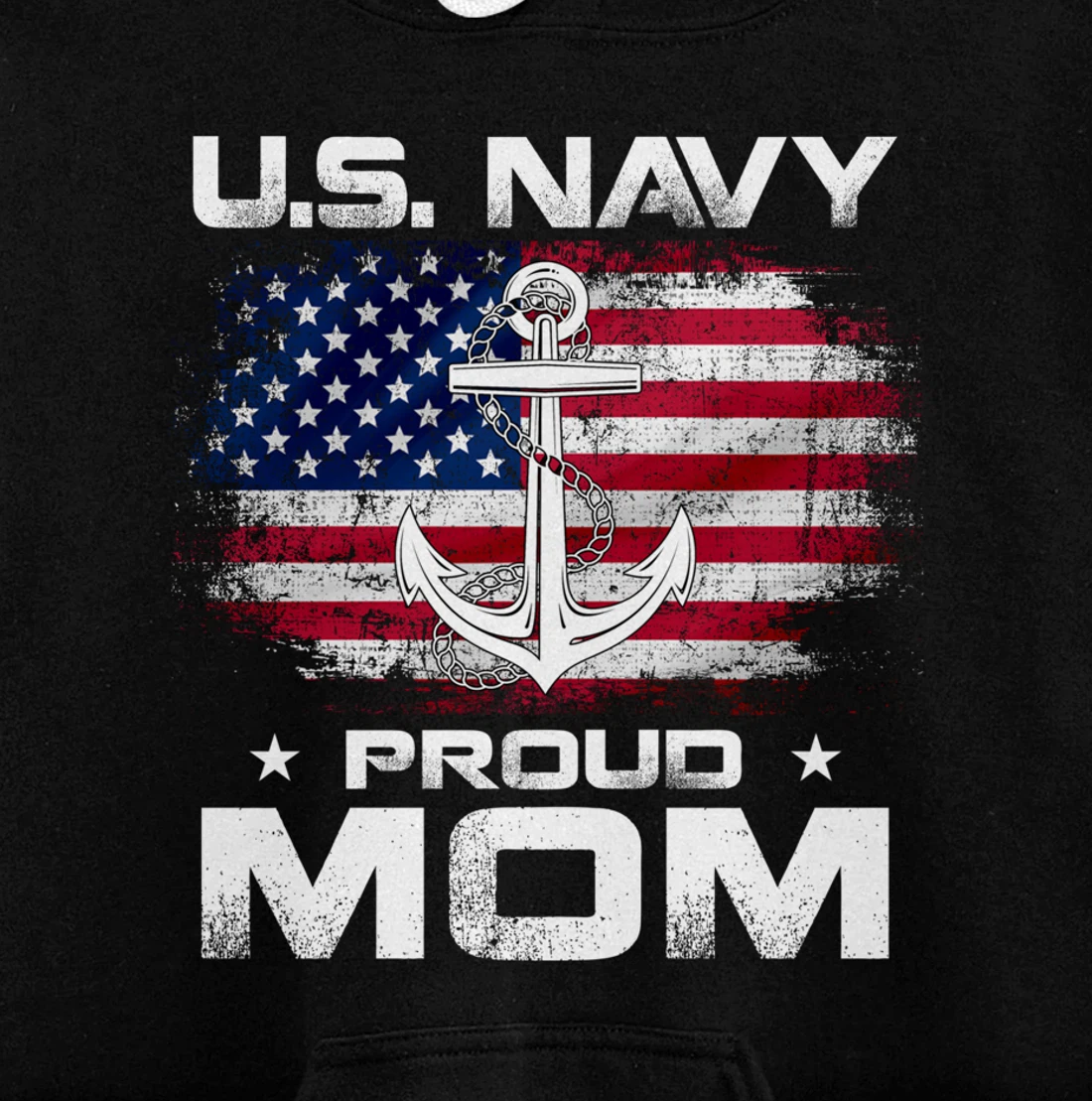 U.S Navy Proud Mom With American Flag Gift Veteran Day Pullover Hoodie