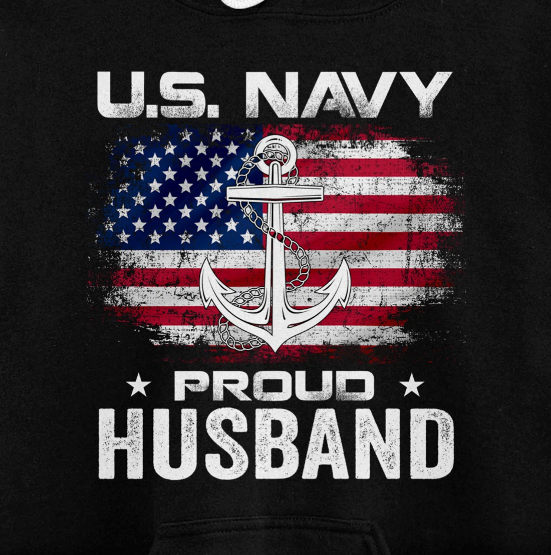 U.S Navy Proud Husband With American Flag Gift Veteran Pullover Hoodie
