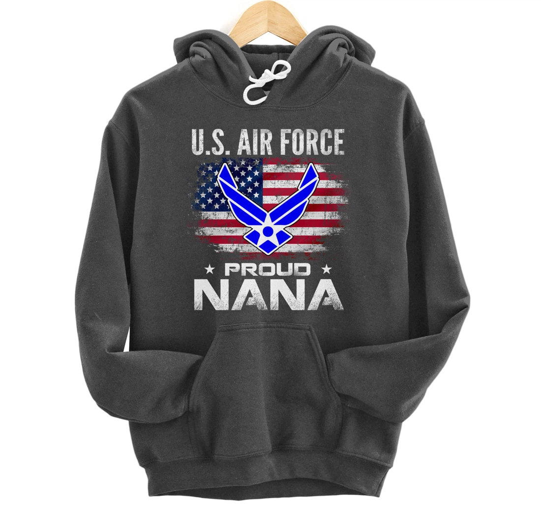U.S Air Force Proud Nana With American Flag Gift Veteran Pullover Hoodie