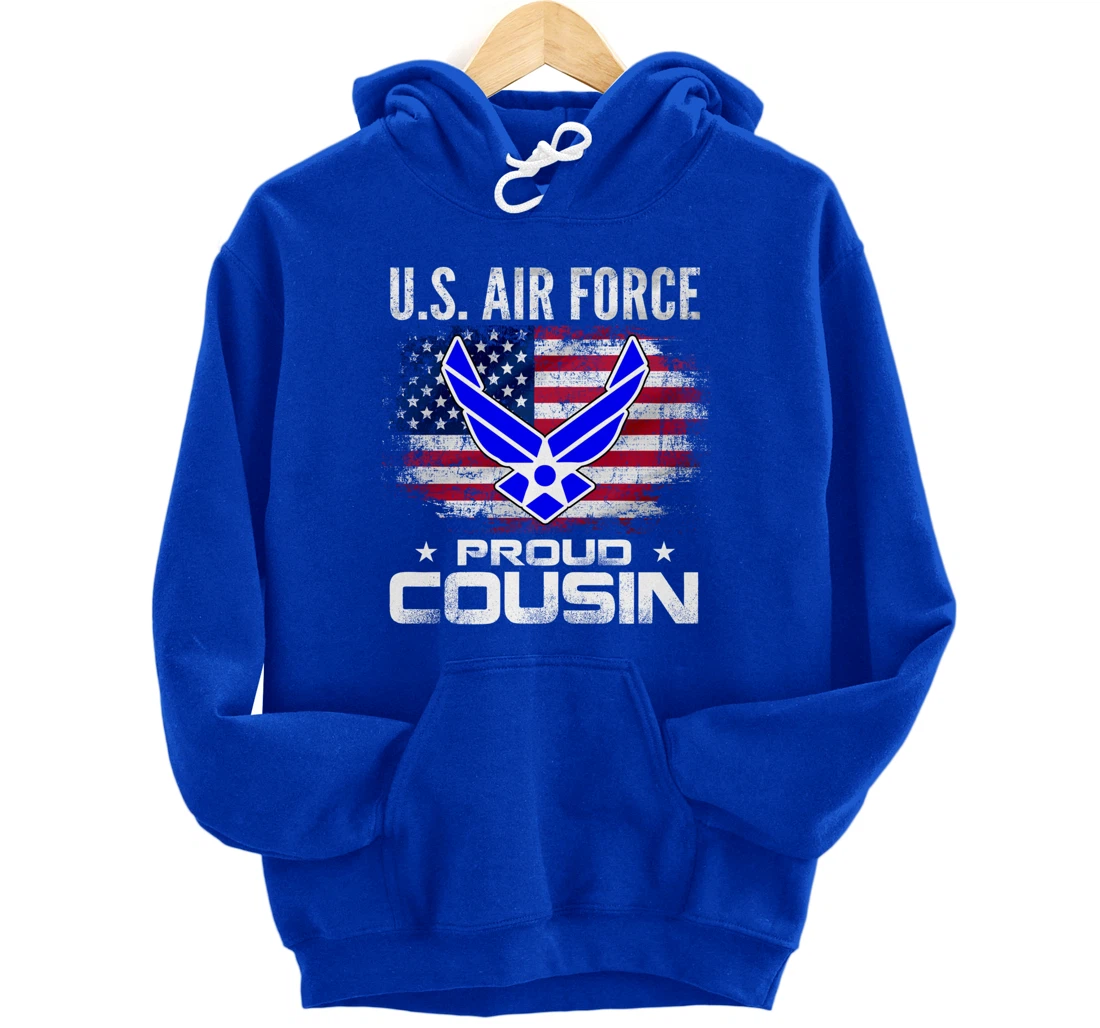 U.S Air Force Proud Cousin With American Flag Gift Veteran Pullover Hoodie