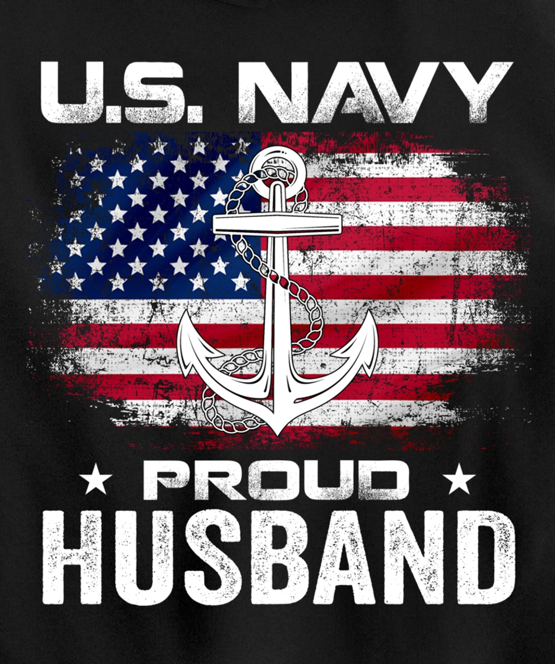 U.S Navy Proud Husband With American Flag Gift Veteran Pullover Hoodie