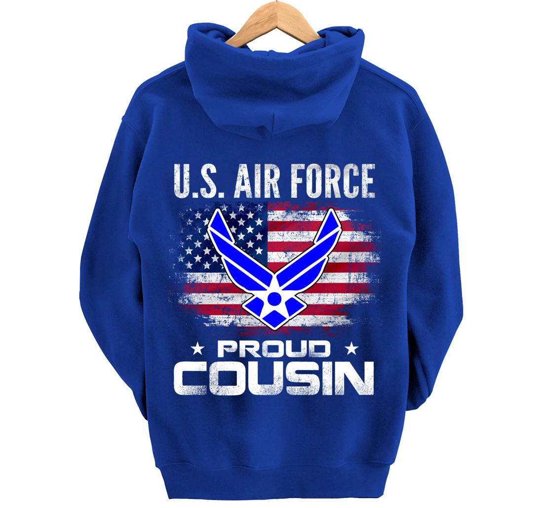 U.S Air Force Proud Cousin With American Flag Gift Veteran Pullover Hoodie