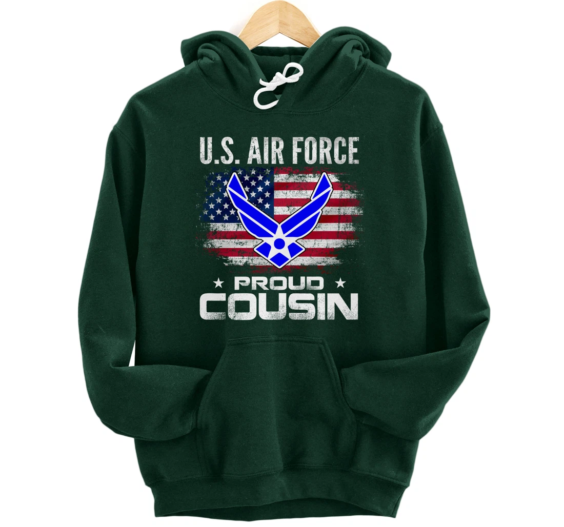 U.S Air Force Proud Cousin With American Flag Gift Veteran Pullover Hoodie