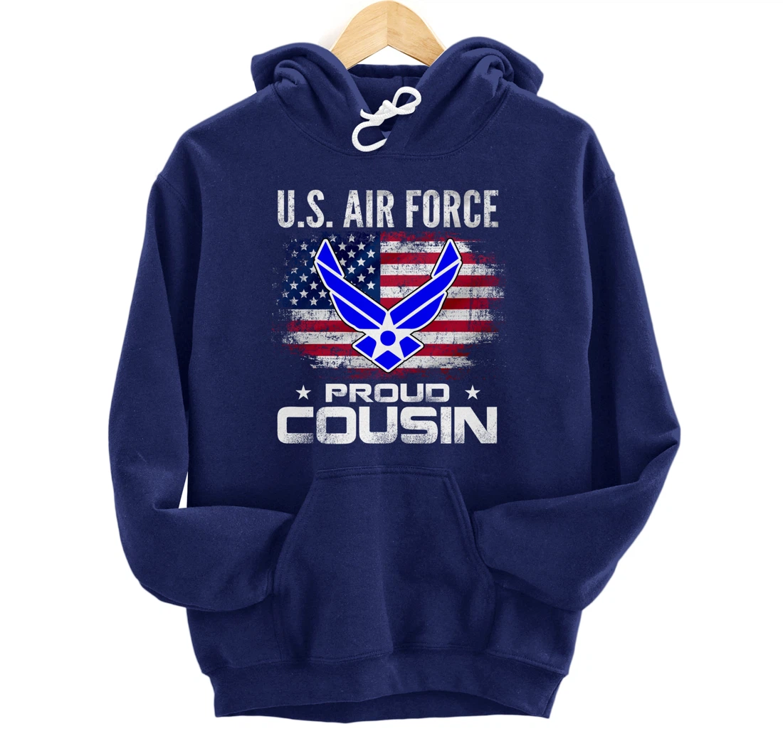 U.S Air Force Proud Cousin With American Flag Gift Veteran Pullover Hoodie