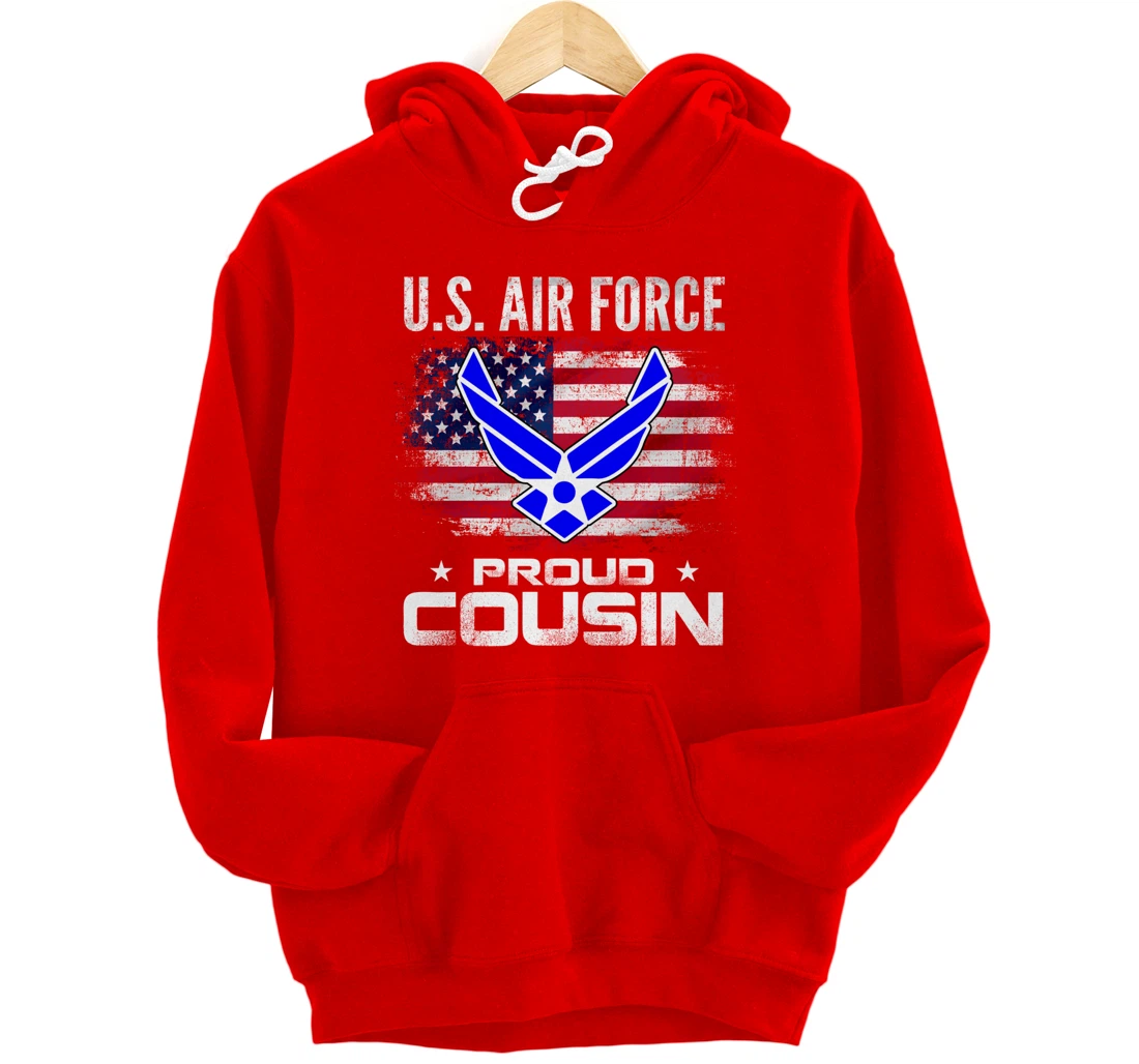 U.S Air Force Proud Cousin With American Flag Gift Veteran Pullover Hoodie