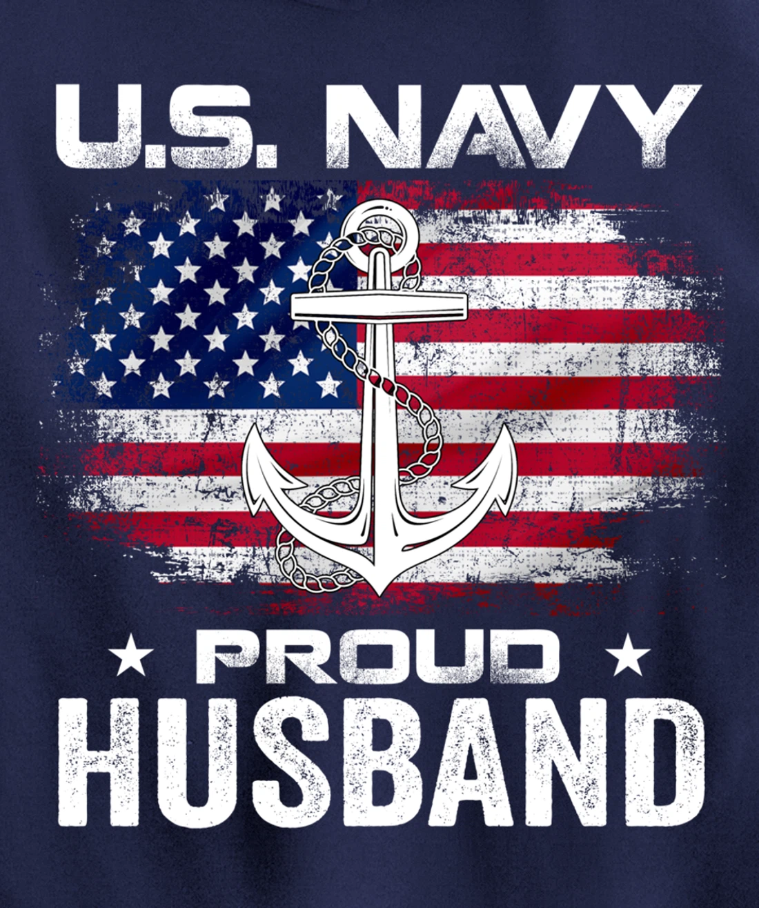 U.S Navy Proud Husband With American Flag Gift Veteran Pullover Hoodie