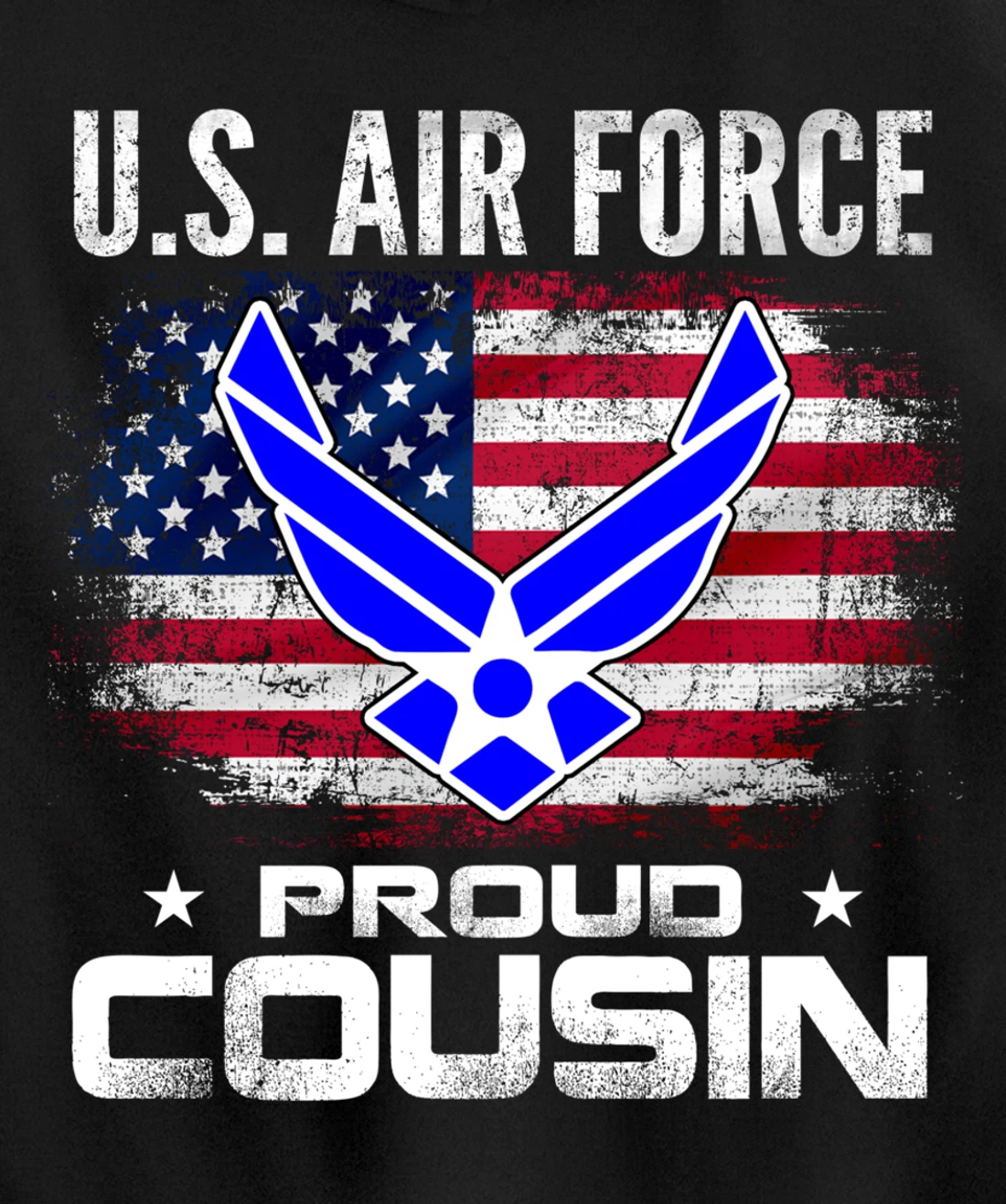 U.S Air Force Proud Cousin With American Flag Gift Veteran Pullover Hoodie