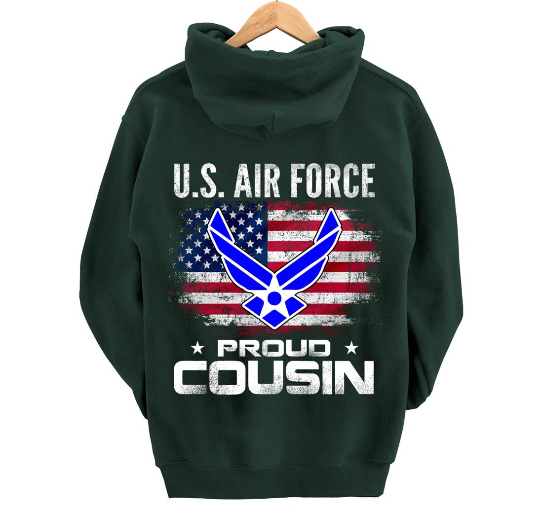 U.S Air Force Proud Cousin With American Flag Gift Veteran Pullover Hoodie