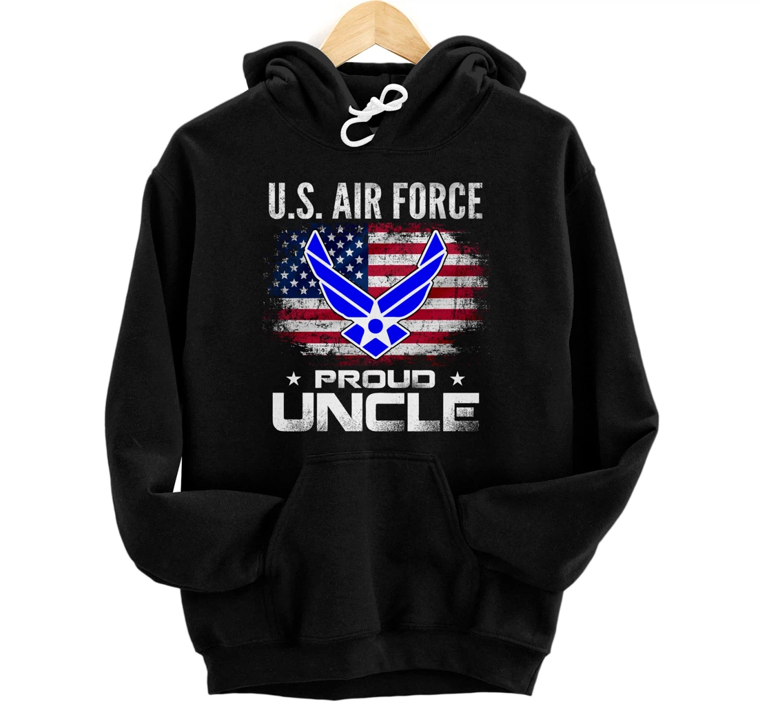 U.S Air Force Proud Uncle With American Flag Gift Veteran Pullover Hoodie