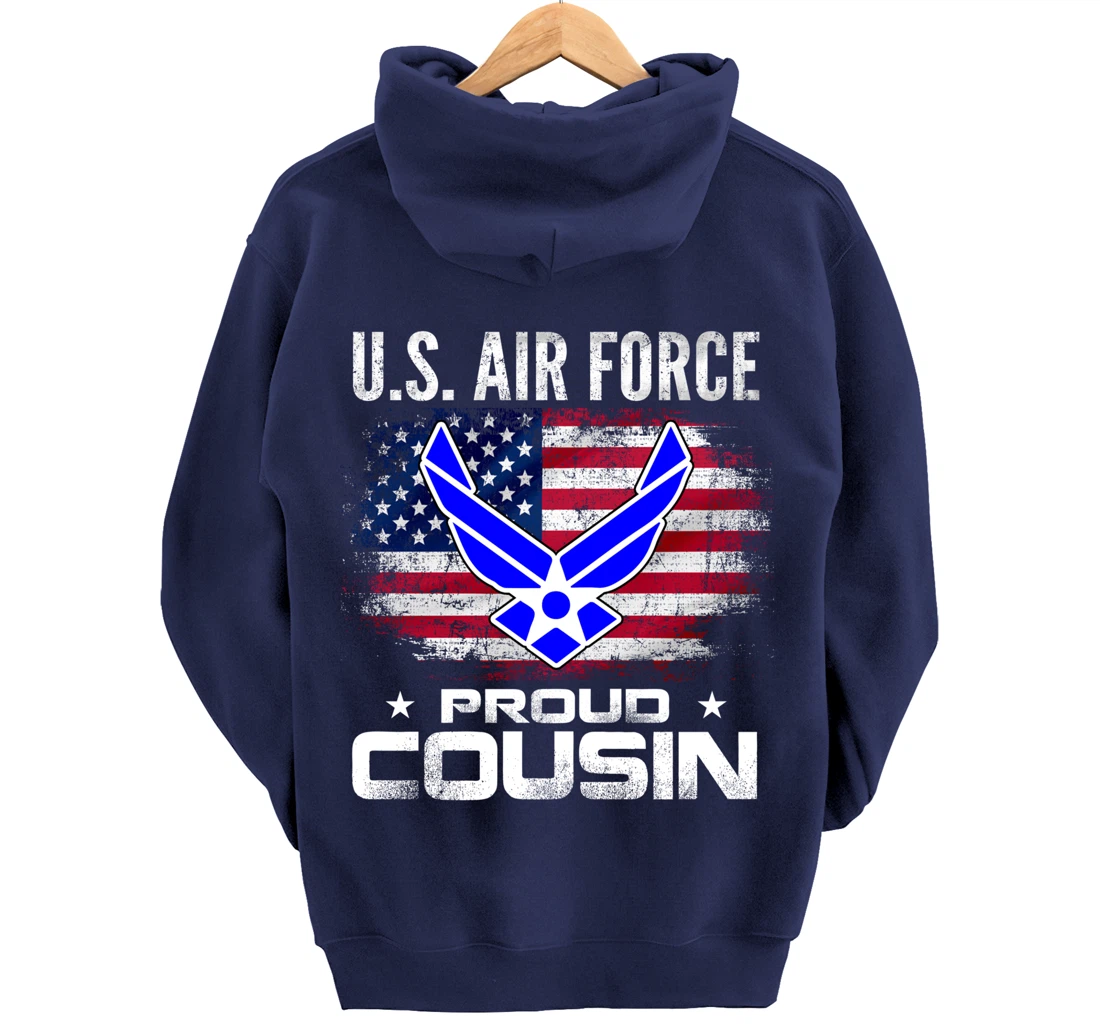 U.S Air Force Proud Cousin With American Flag Gift Veteran Pullover Hoodie