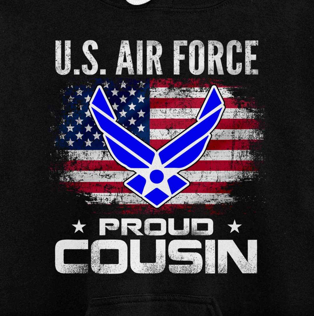 U.S Air Force Proud Cousin With American Flag Gift Veteran Pullover Hoodie