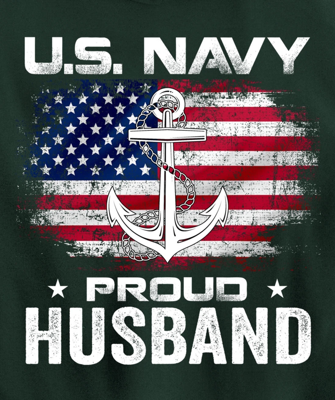 U.S Navy Proud Husband With American Flag Gift Veteran Pullover Hoodie
