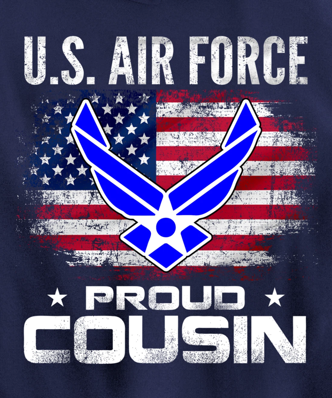 U.S Air Force Proud Cousin With American Flag Gift Veteran Pullover Hoodie