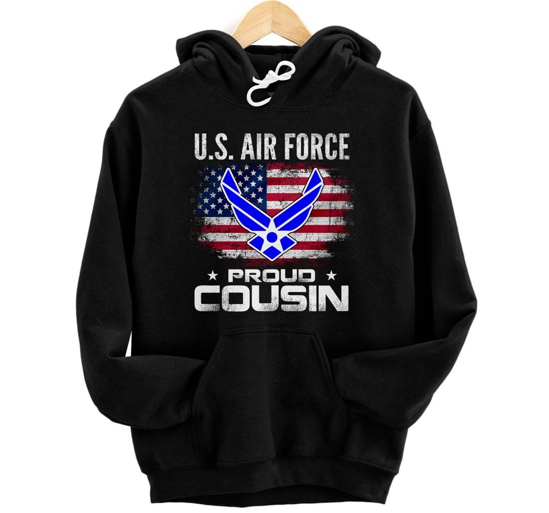 U.S Air Force Proud Cousin With American Flag Gift Veteran Pullover Hoodie