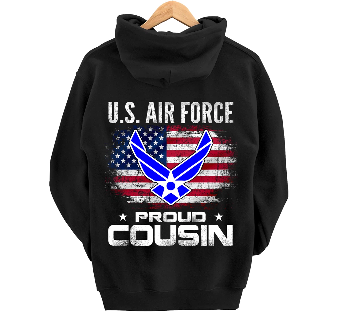 U.S Air Force Proud Cousin With American Flag Gift Veteran Pullover Hoodie