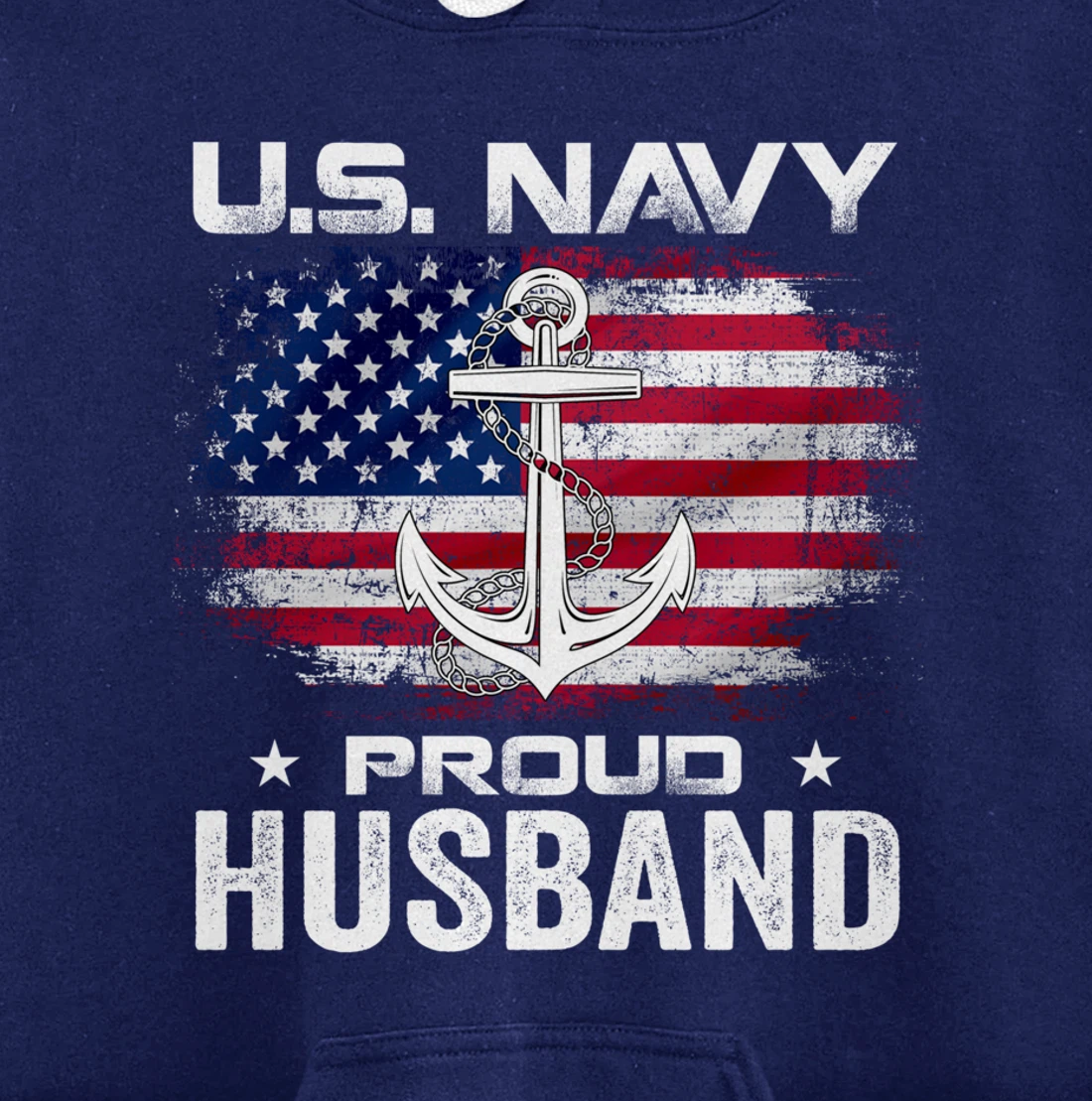 U.S Navy Proud Husband With American Flag Gift Veteran Pullover Hoodie