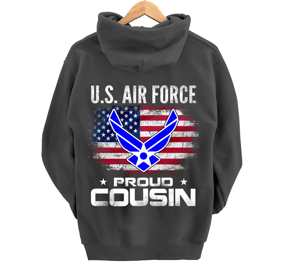 U.S Air Force Proud Cousin With American Flag Gift Veteran Pullover Hoodie
