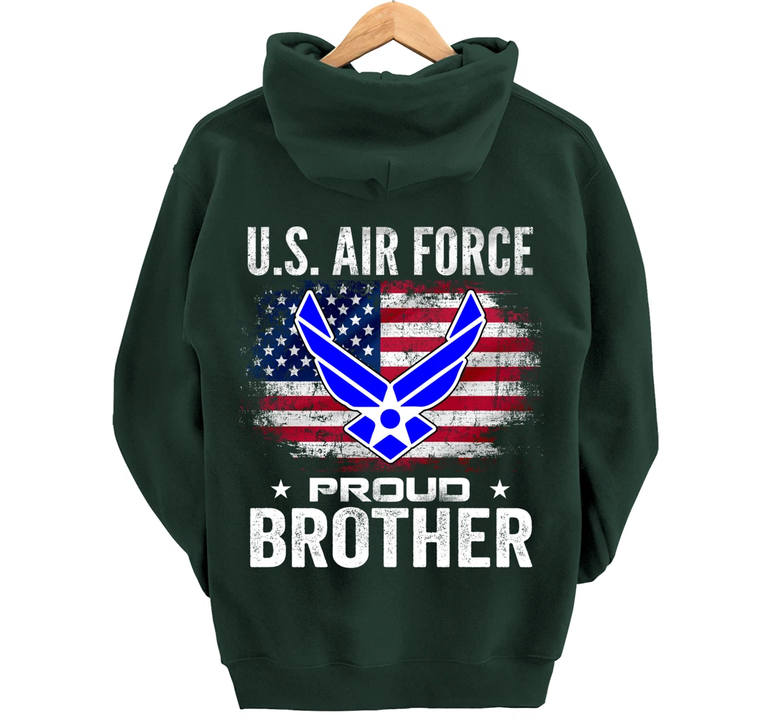 U.S Air Force Proud Brother With American Flag Gift Veteran Pullover Hoodie