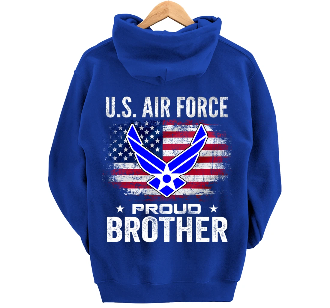 U.S Air Force Proud Brother With American Flag Gift Veteran Pullover Hoodie