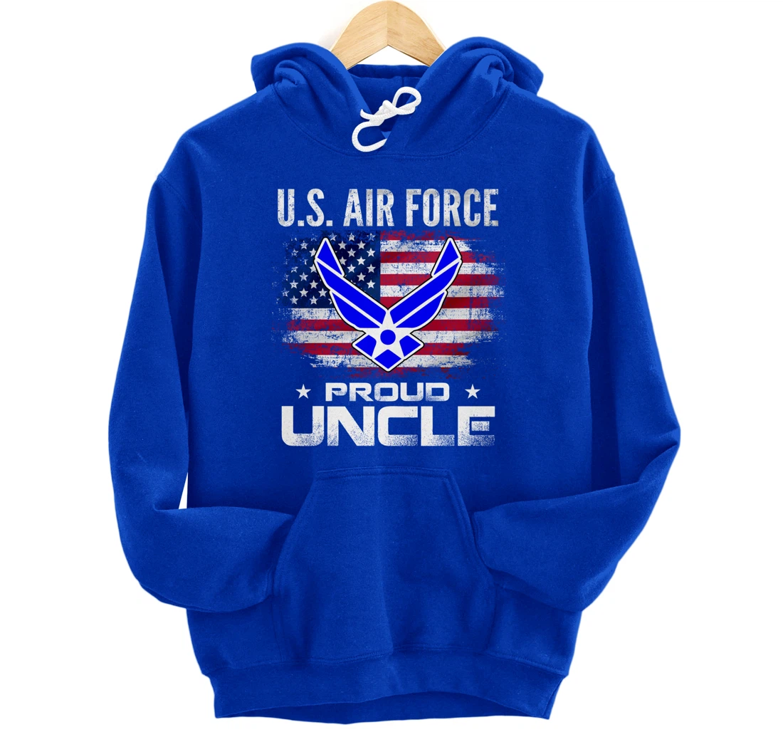 U.S Air Force Proud Uncle With American Flag Gift Veteran Pullover Hoodie
