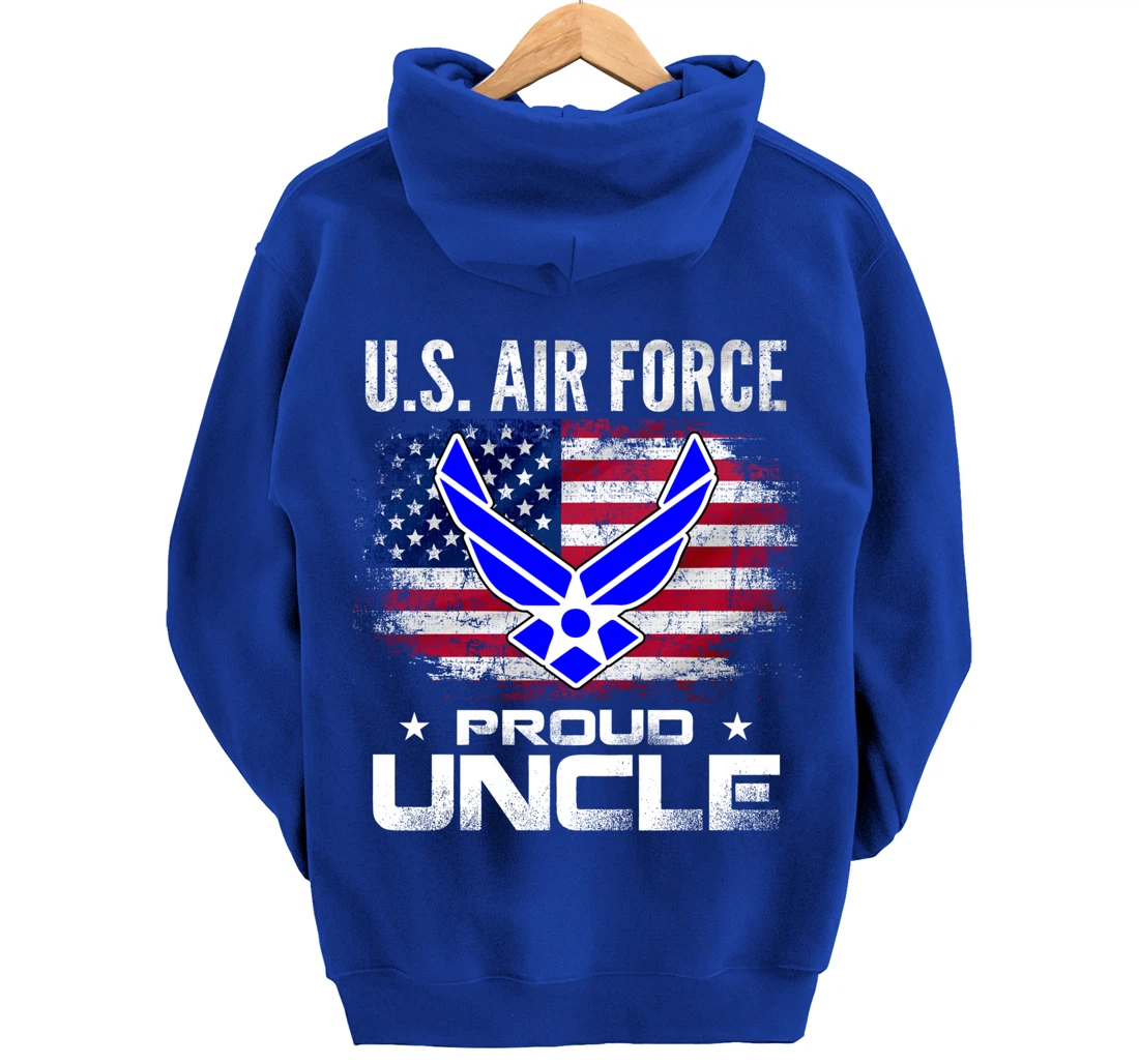 U.S Air Force Proud Uncle With American Flag Gift Veteran Pullover Hoodie