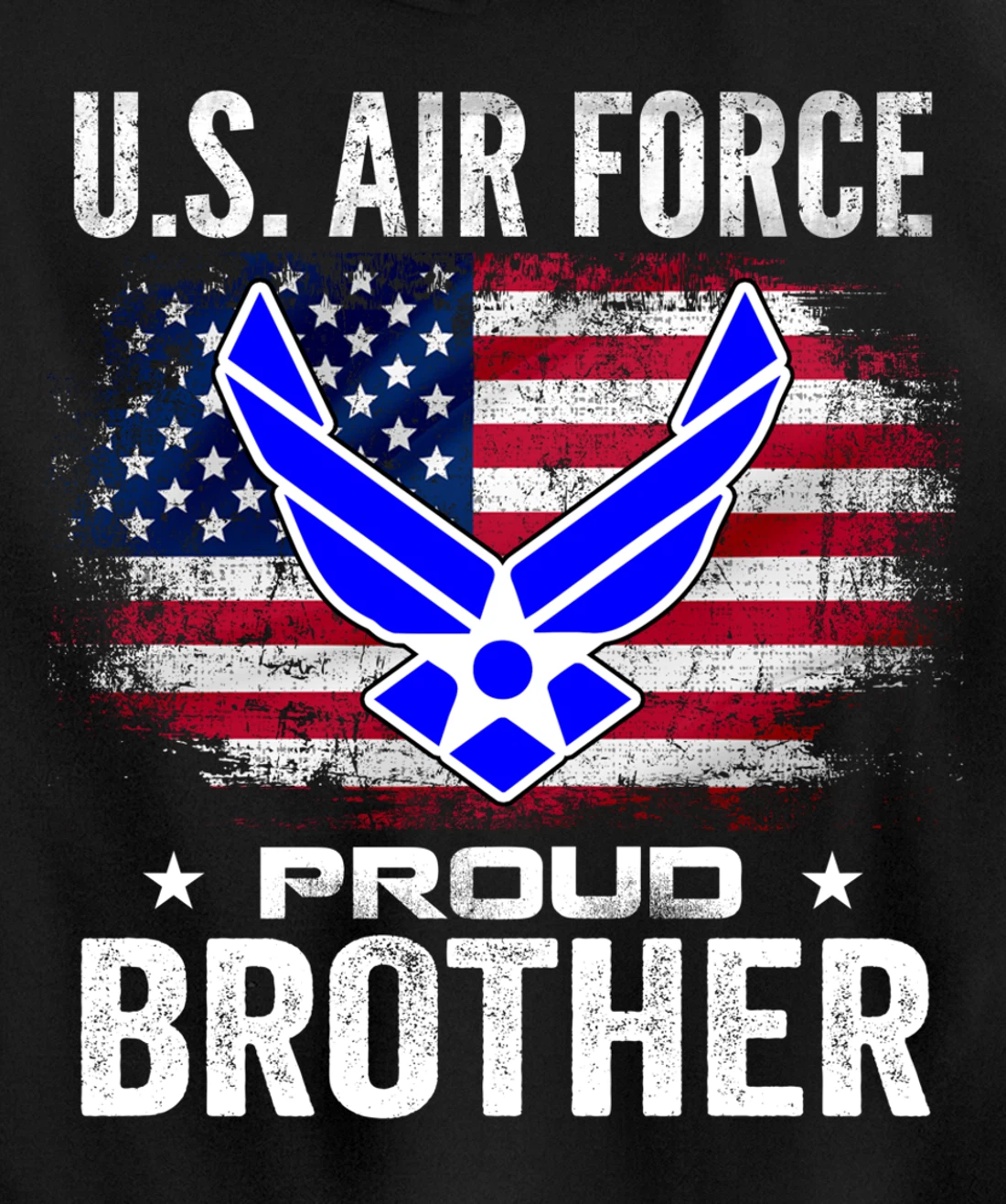 U.S Air Force Proud Brother With American Flag Gift Veteran Pullover Hoodie