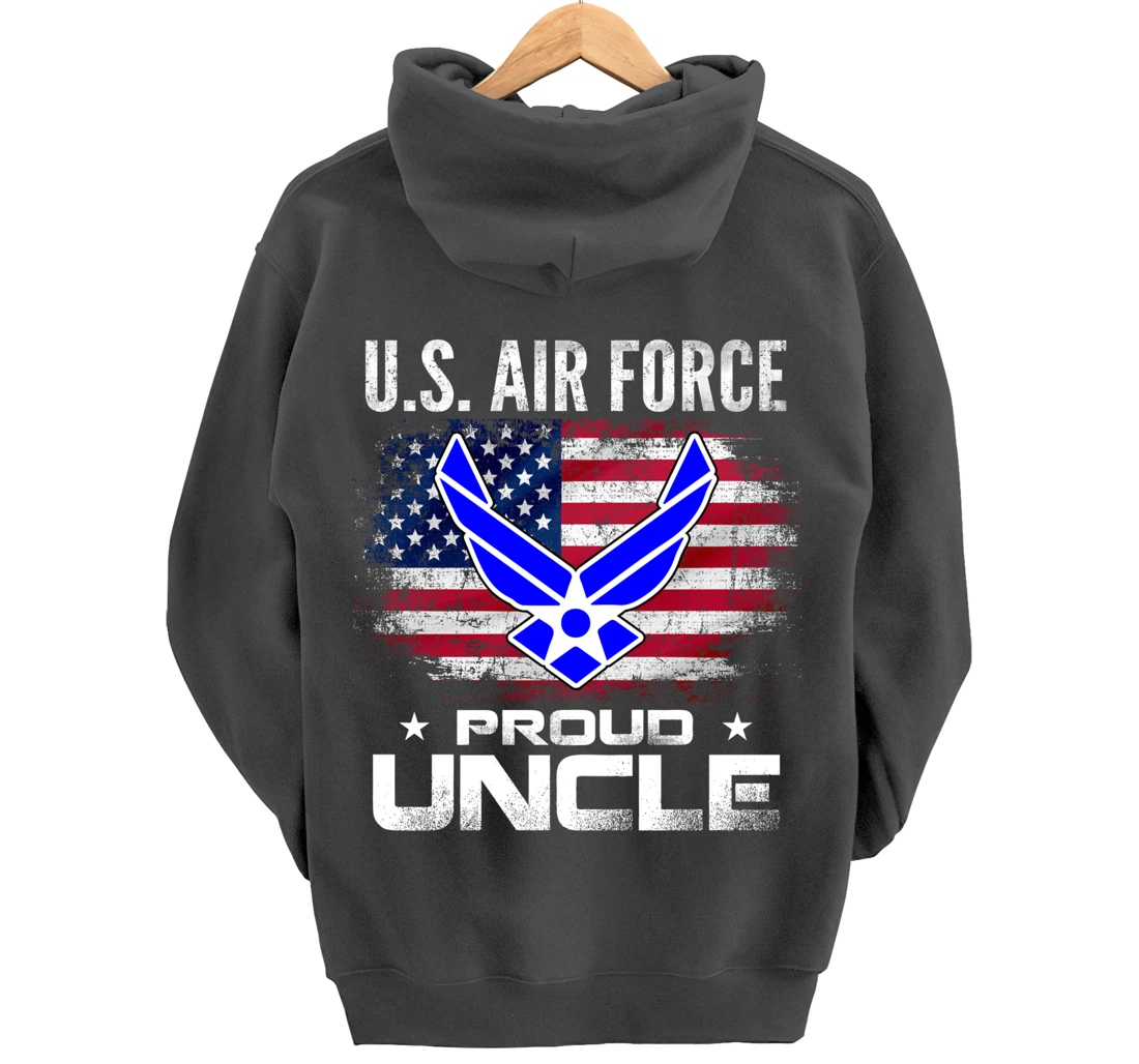 U.S Air Force Proud Uncle With American Flag Gift Veteran Pullover Hoodie