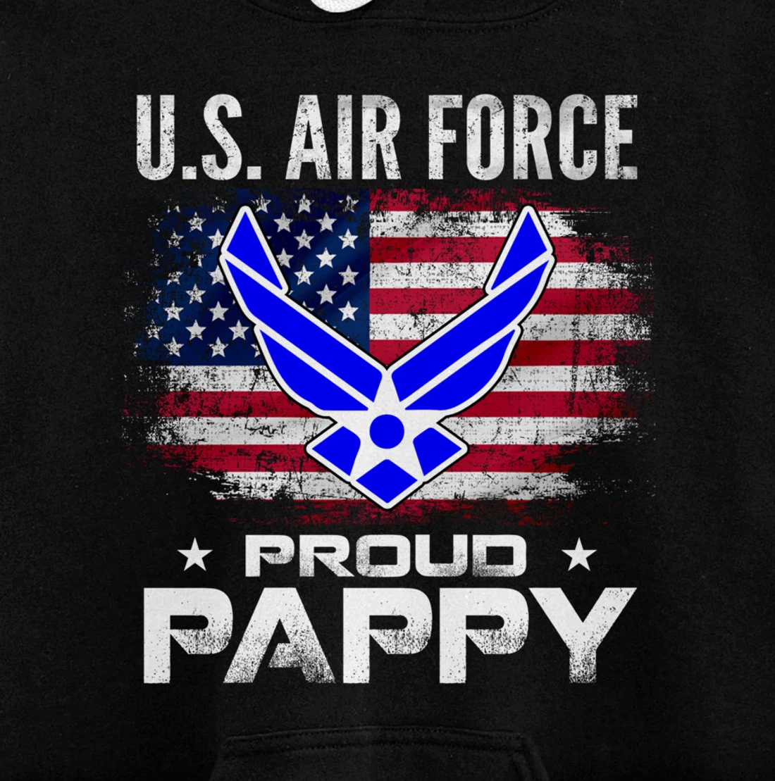 U.S Air Force Proud Pappy With American Flag Gift Veteran Pullover Hoodie