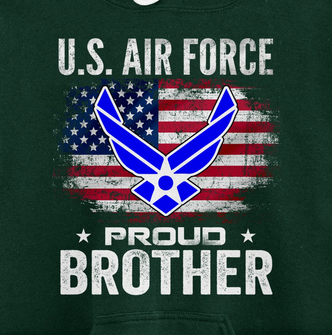 U.S Air Force Proud Brother With American Flag Gift Veteran Pullover Hoodie