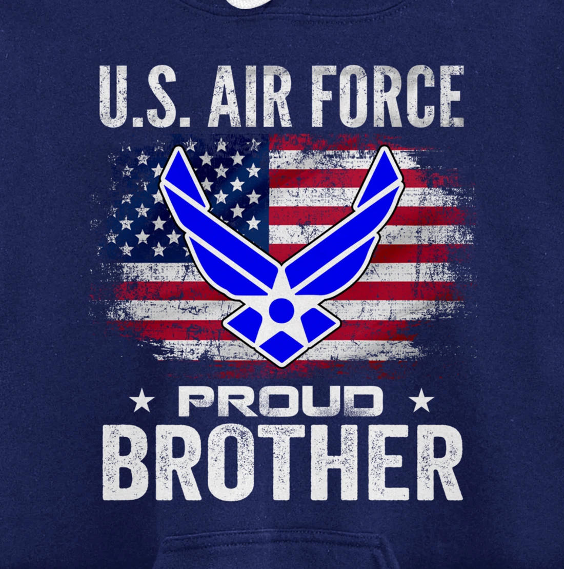U.S Air Force Proud Brother With American Flag Gift Veteran Pullover Hoodie
