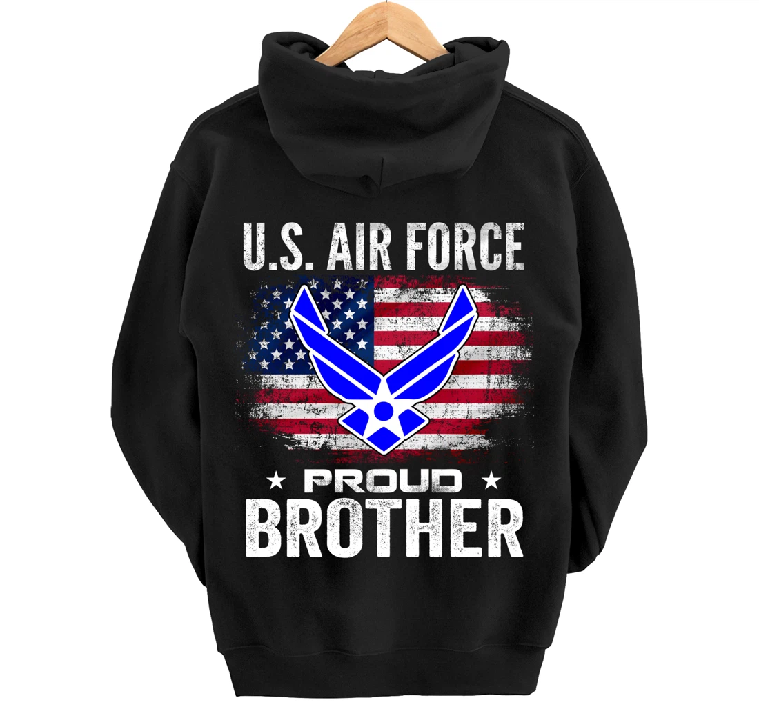 U.S Air Force Proud Brother With American Flag Gift Veteran Pullover Hoodie