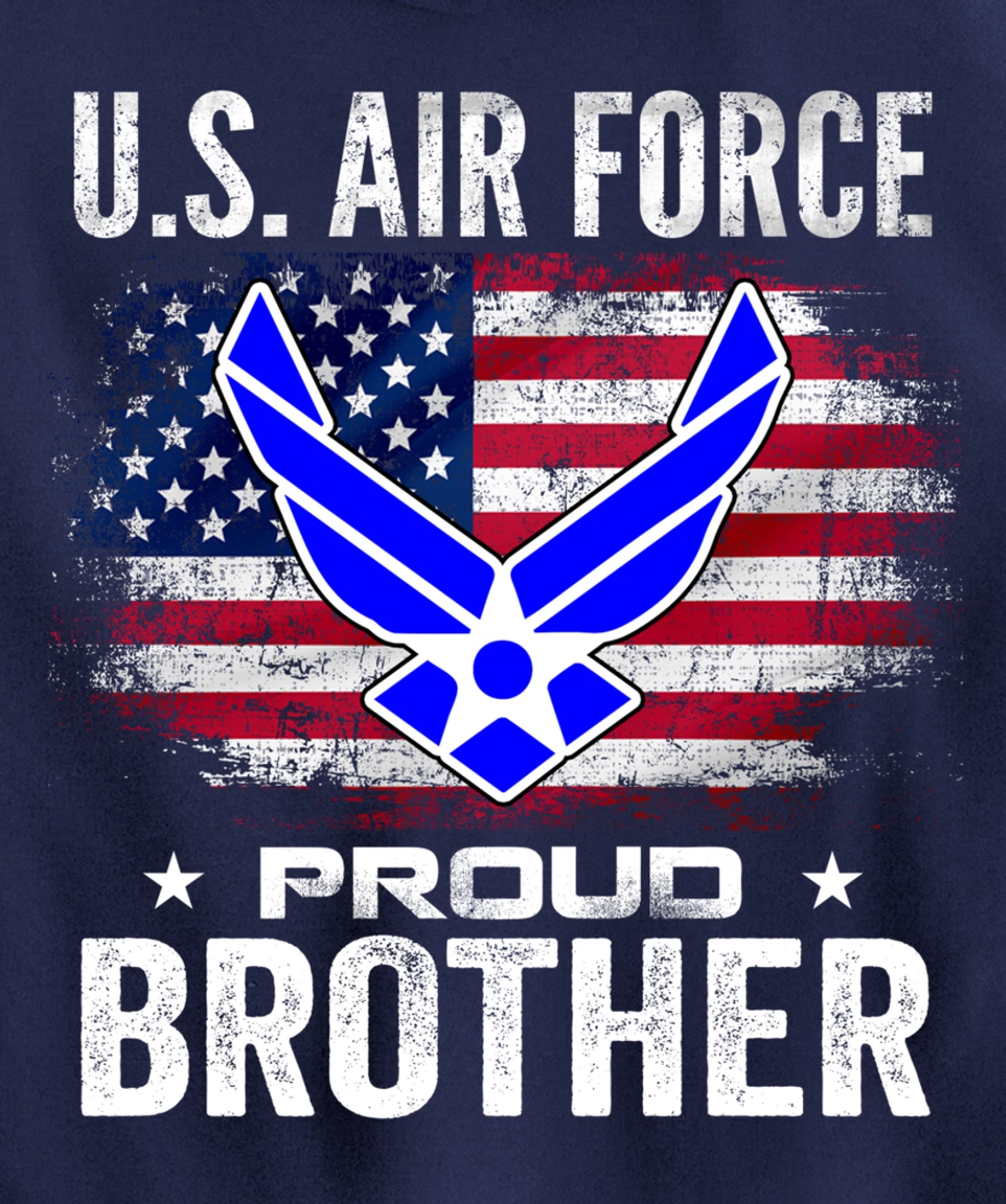 U.S Air Force Proud Brother With American Flag Gift Veteran Pullover Hoodie