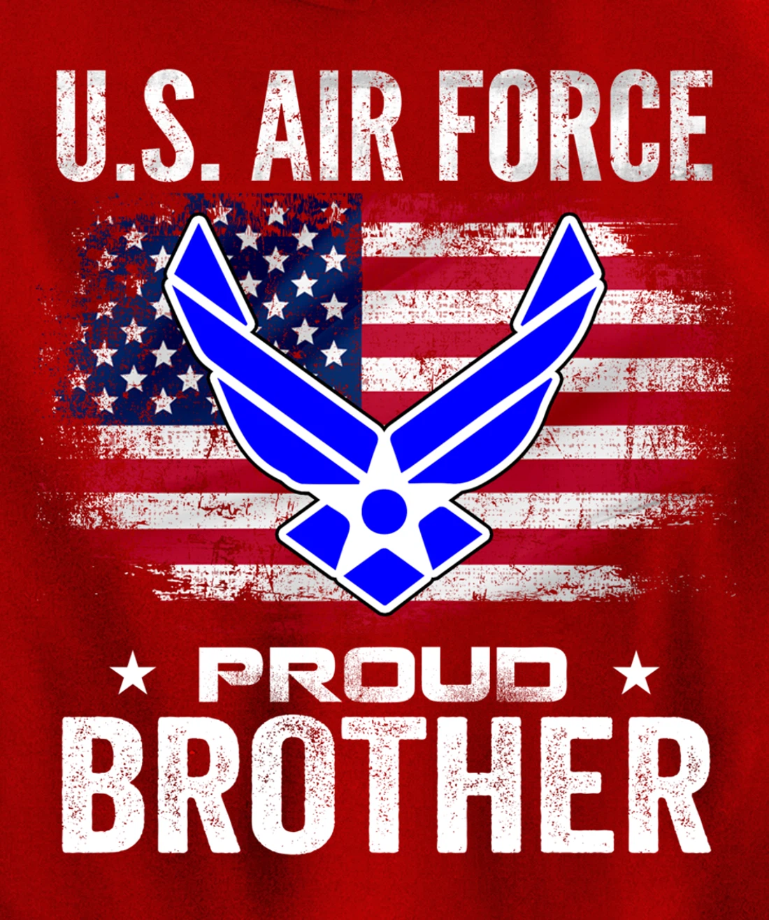 U.S Air Force Proud Brother With American Flag Gift Veteran Pullover Hoodie