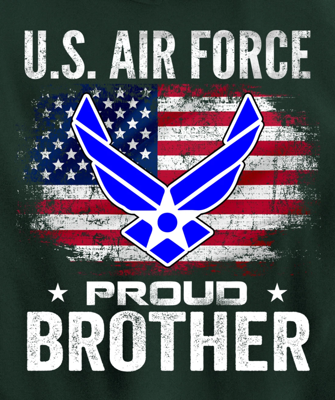 U.S Air Force Proud Brother With American Flag Gift Veteran Pullover Hoodie