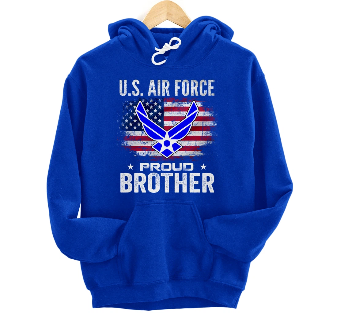 U.S Air Force Proud Brother With American Flag Gift Veteran Pullover Hoodie