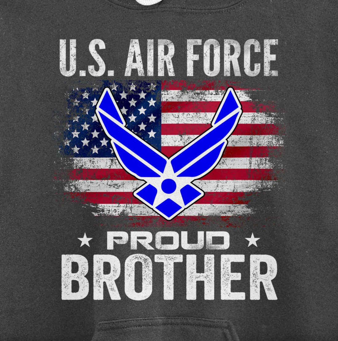 U.S Air Force Proud Brother With American Flag Gift Veteran Pullover Hoodie
