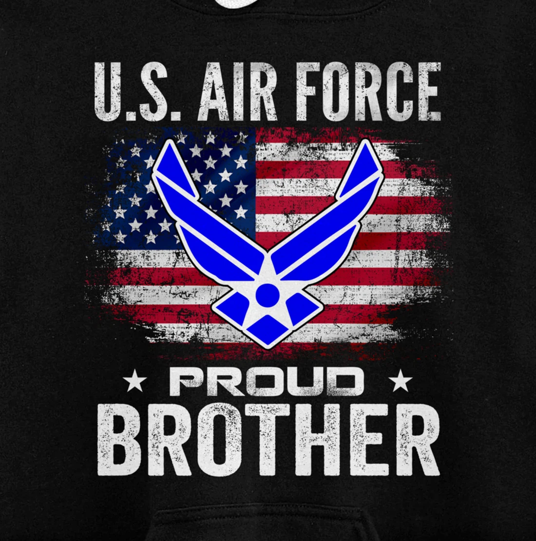 U.S Air Force Proud Brother With American Flag Gift Veteran Pullover Hoodie