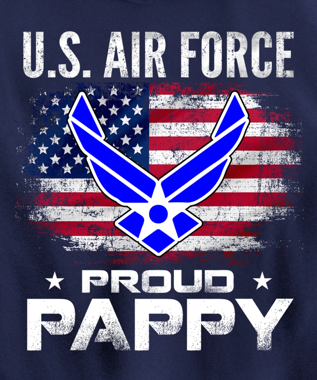U.S Air Force Proud Pappy With American Flag Gift Veteran Pullover Hoodie