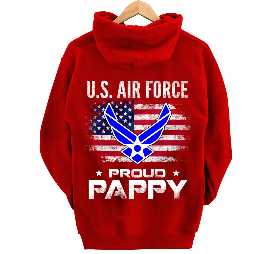 U.S Air Force Proud Pappy With American Flag Gift Veteran Pullover Hoodie