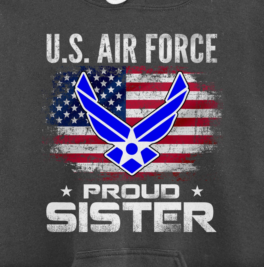U.S Air Force Proud Sister With American Flag Gift Veteran Pullover Hoodie