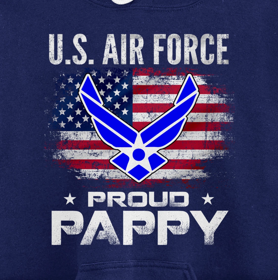 U.S Air Force Proud Pappy With American Flag Gift Veteran Pullover Hoodie
