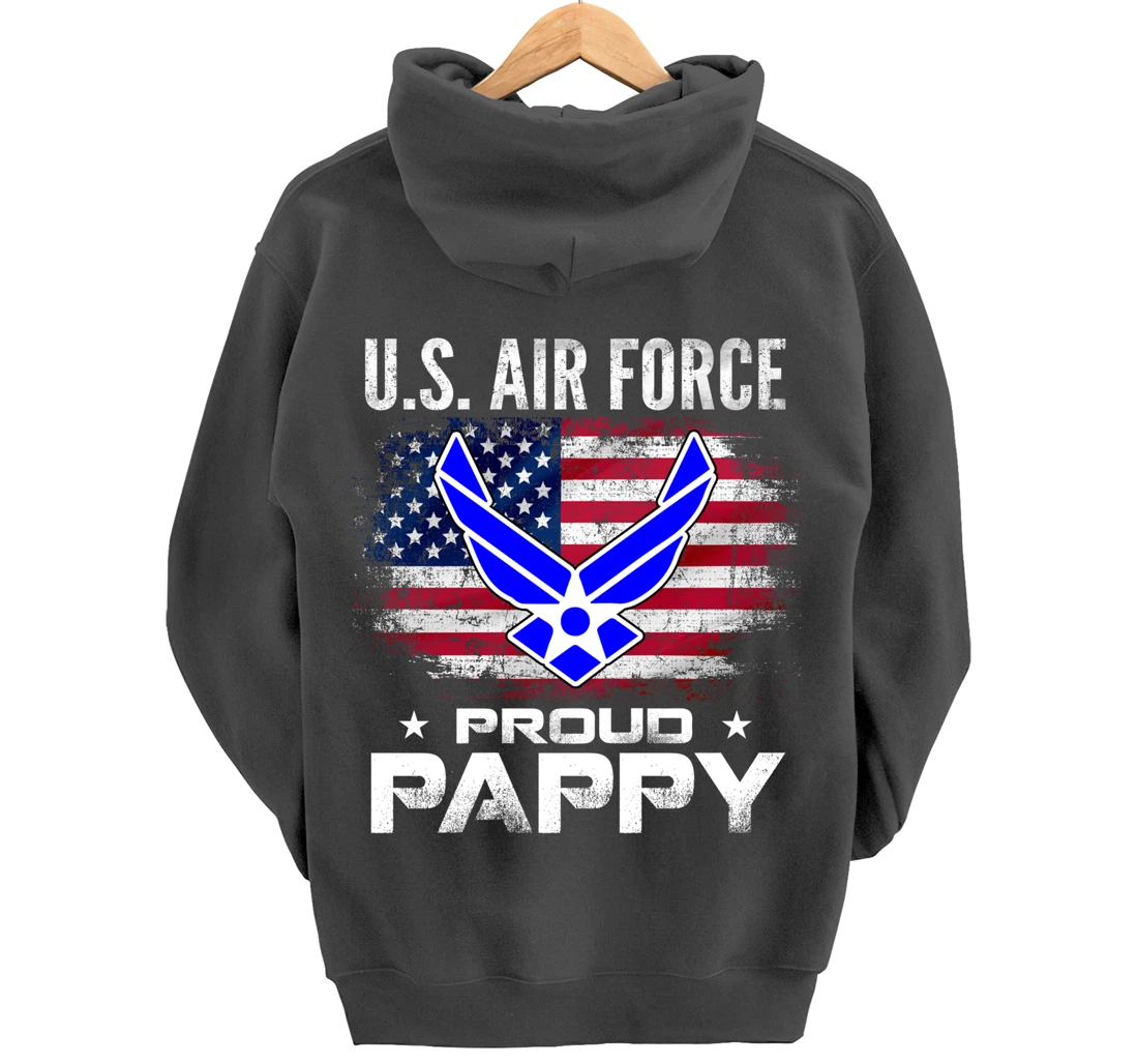 U.S Air Force Proud Pappy With American Flag Gift Veteran Pullover Hoodie