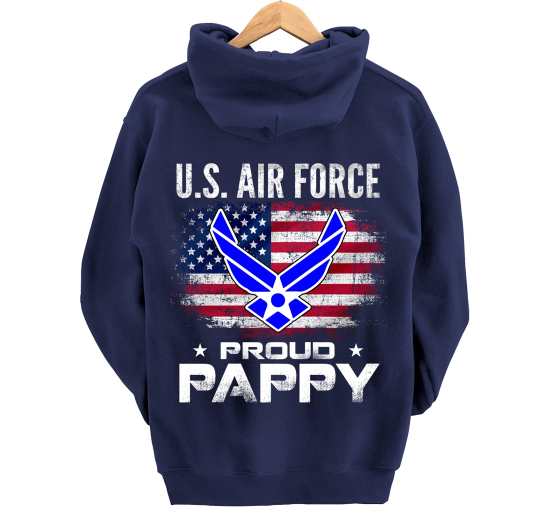 U.S Air Force Proud Pappy With American Flag Gift Veteran Pullover Hoodie