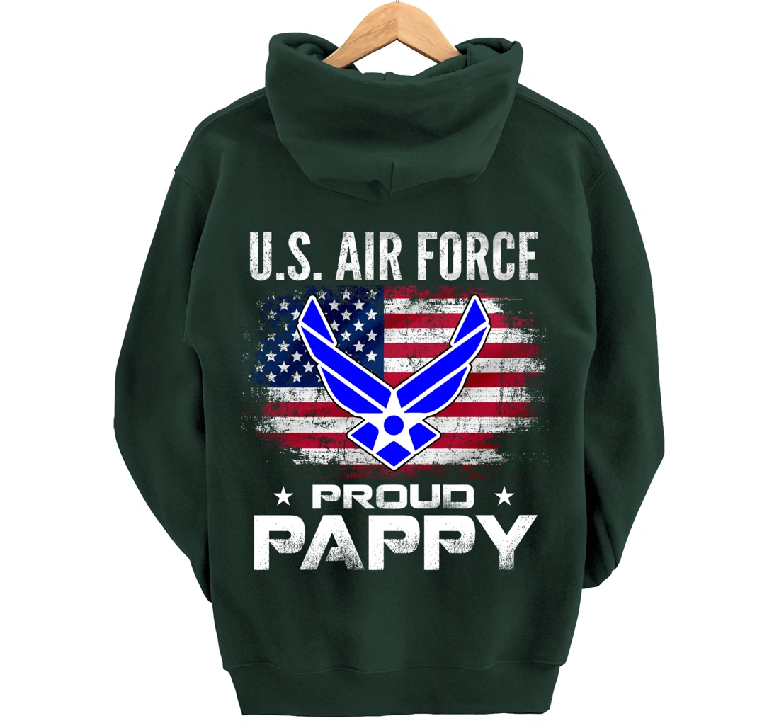 U.S Air Force Proud Pappy With American Flag Gift Veteran Pullover Hoodie