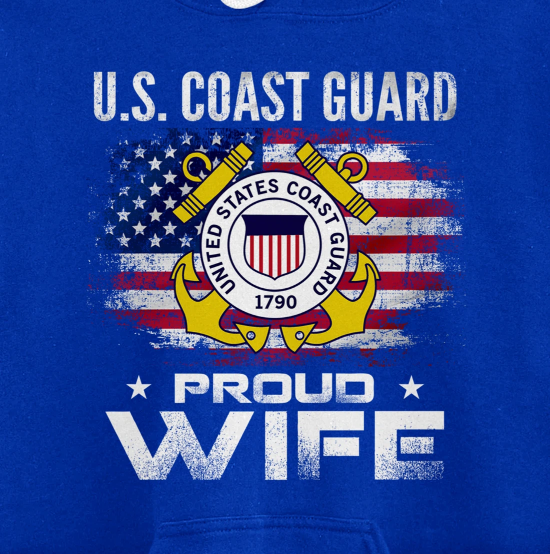 U.S Coast Guard Proud Wife With American Flag Gift Veteran Pullover Hoodie