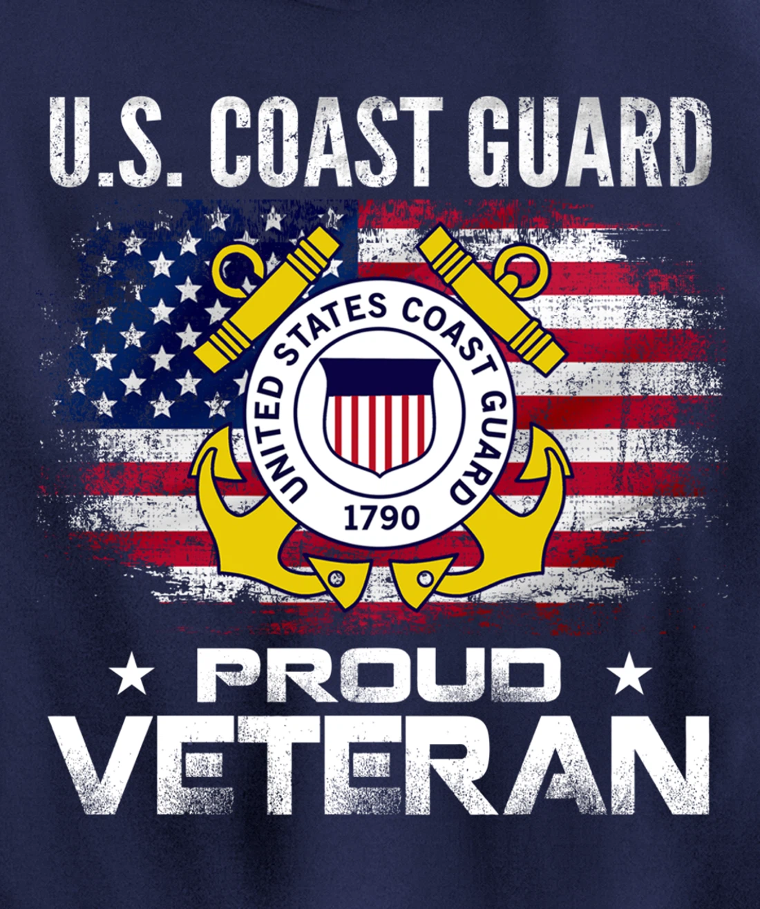 U.S Coast Guard Proud Veteran With American Flag Gift Pullover Hoodie