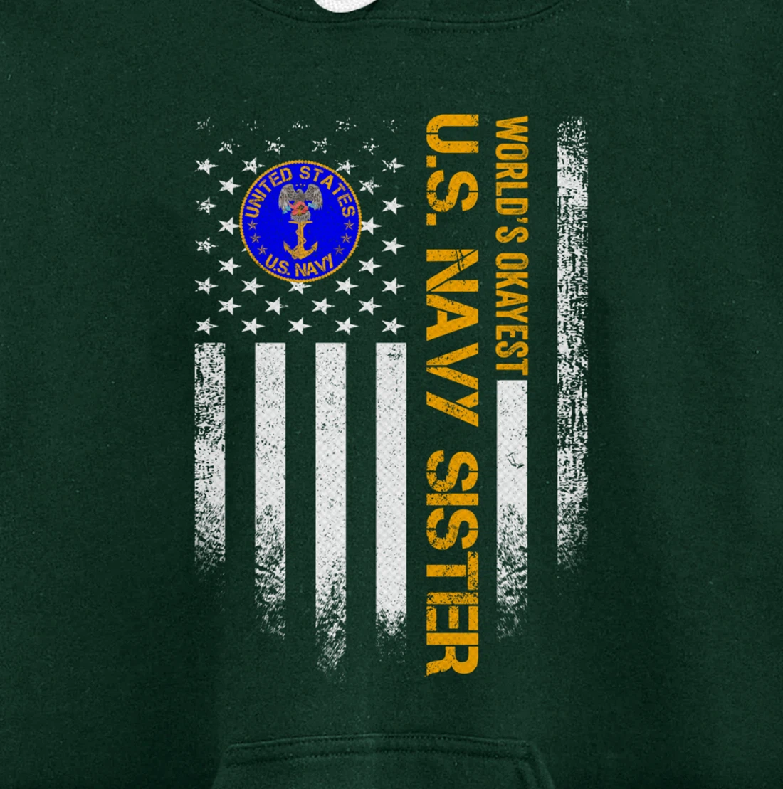 Vintage American Flag World's Okayest US Navy Veteran Sister Pullover Hoodie