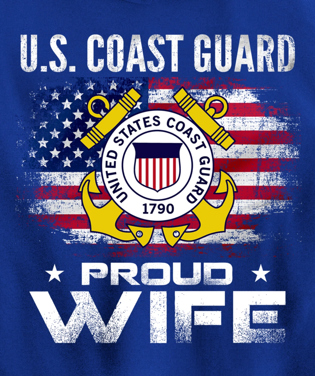 U.S Coast Guard Proud Wife With American Flag Gift Veteran Pullover Hoodie